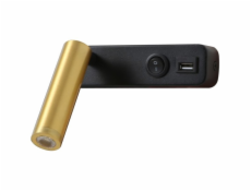 IMMAX GOAL designové nástěnné LED svítidlo, vypínač, USB, 3W, černo-zlaté