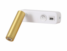 IMMAX GOAL designové nástěnné LED svítidlo, vypínač, USB, 3W, bílo-zlaté
