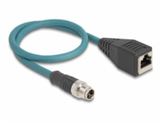 Delock - Síťový kabel adaptér - 8 pin M12-X (M) do RJ-45 (F) - 50 cm - 6.2 mm - S/FTP - CAT 6a - černá