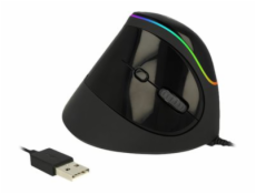 Delock Ergonomic - Vertikální myš - ergonomický - pravák - optický - 6 tlačítka - kabelové - USB 2.0 - černá - maloobchod