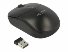 Delock - Myš - pravák a levák - optický - 3 tlačítka - bezdrátový - 2.4 GHz - bezdrátový přijímač USB - černá - maloobchod