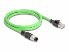 Delock - Síťový kabel - 8kolíkový M12 (M) do RJ-45 (M) - 1 m - 6.8 mm - SF/UTP - A-kódované, provedení bez hrbolků - zelená