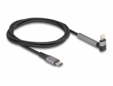 Delock - Kabel Lightning - 24 pin USB-C s piny (male) rovné do Lightning s piny (male) úhlový - 1.5 m - Certifikace MFI - šedočerná - Rychlé nabíjení, up to 480 Mbps, nabíjení a synchronizace