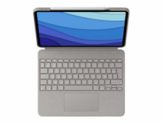 Logitech Combo Touch - Klávesnice a pouzdro - s trackpad - podsvícení - Apple Smart connector - AZERTY - francouzská - písek (sand) - pro Apple 12.9-inch iPad Pro (5. generace)