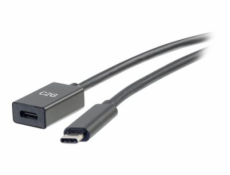 C2G 3ft USB-C to C 3.1 (Gen 2) Male to Female Extension Cable (10Gbps) - Prodlužovací USB kabel - 24 pin USB-C (M) do 24 pin USB-C (F) - USB 3.1 Gen 2 / Thunderbolt 3 - 3 A - 90 cm - lisovaný - černá