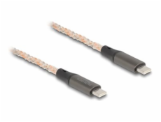 Delock - USB kabel - 24 pin USB-C (M) do 24 pin USB-C (M) - USB 2.0 - 20 V - 5 A - 1.2 m - osvětlení RGB, podpora Power Delivery 3.0, Rychlé nabíjení až 100 W - průhledná, měděná barva