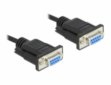 Delock - Sériový kabel - DB-9 (F) do DB-9 (F) - 2 m - křídlové šrouby - černá