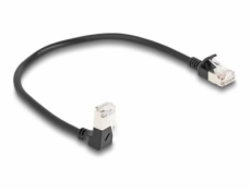 Delock - Síťový kabel - RJ-45 (M) dolů zahnutý do RJ-45 (M) rovné - 25 cm - 4.5 mm - S/FTP - CAT 6a - neobsahuje halogen - černá