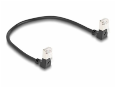 Delock - Síťový kabel - RJ-45 (M) dolů zahnutý do RJ-45 (M) dolů zahnutý - 25 cm - 4.5 mm - S/FTP - CAT 6a - bootovaný, neobsahuje halogen - černá
