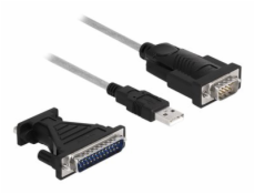 Delock - Sada USB/sériového kabelu - USB / USB 2.0 / EIA-232 - křídlové šrouby - černá, průhledná