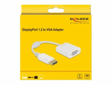 Delock - Video adaptér - DisplayPort (M) s jazýčkem do HD-15 (VGA) (F) šroubovací - DisplayPort 1.2 - 15 cm - pasivní, 1080p podpora 60 Hz - bílá