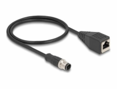 Delock - Síťový kabel - 4 piny M12 (M) do RJ-45 (F) - 50 cm - 5 mm - S/FTP - CAT 5e - IP67 - černá