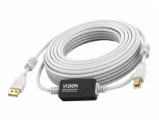 Vision Techconnect - Kabel USB - USB (M) do USB typ B (M) - USB 2.0 - 15 m - aktivní inline booster - bílá