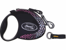 FLEXI Glam Kompozícia so Swarovski crystals S - Dog Retractable lead - 3 m - black