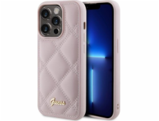 Guess Guess GUHCP15LPSQSQSP iPhone 15 Pro 6.1 růžové pevné pouzdro prošívané kovové logo