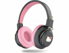 Sluchátka Hello Kitty s kovovým logem kulatého tvaru růžová
