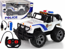 Dálkově ovládané světelné efekty LeanToys Auto R/C Police Police Jeep 1:14