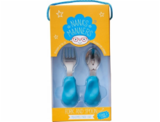 Nana s Manners Nana s Manners, KROK 2, Samojedlé příbory, vidlička a lžíce, mořská modř, 1-3 roky