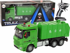 Dálkové ovládání LeanToys popelářské auto Zelené dálkové ovládání 2,4G Světla Zvuk