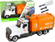 Popelářský vůz LeanToys na odšroubování a šroubování příslušenství Oranžový
