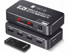 Techly Techly 367171 3portový HDMI 2.0b přepínač 4K*60Hz 3x1 s IR dálkovým ovládáním