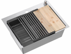Quadron dřez Ocelový dřez LUKE 110 WORKSTATION Kartáčovaný nikl