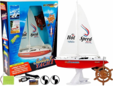 Lean Sport Boat Dálkově ovládaná plachetnice 50 cm Kormidlo na dálkové ovládání 27 Mhz 15 km/h Červená
