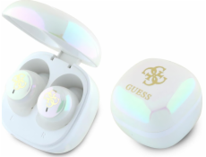 Bluetooth sluchátka Guess Guess GUTWSJ144ESH TWS + dokovací stanice bílá/bílá Iridescent 4G Printed Logo