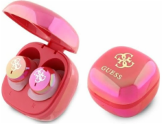 Bluetooth sluchátka Guess Guess GUTWSJ144ESF TWS + dokovací stanice fuchsie/fuschia Iridescent 4G Tištěné logo