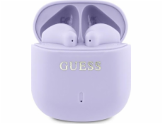 Bluetooth sluchátka Guess Guess GUTWSJ14ESGU TWS + dokovací stanice fialová/fialová Tištěné klasické logo