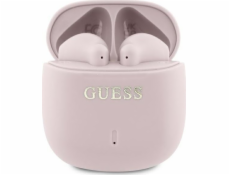 Bluetooth sluchátka Guess Guess GUTWSJ14ESGP TWS + dokovací stanice růžová/růžová Tištěné klasické logo