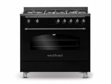 Sporák Vestfrost, VC-993wnPBK, plynový, retro, 9 pečících programů, s troubou, objem 105 L, 5 hořáků, max. 3200 W