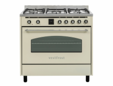 Sporák Vestfrost, VC-993wnPBG, plynový, retro, 9 pečících programů, 5 hořáků, objem 105 L, max. 3200 W