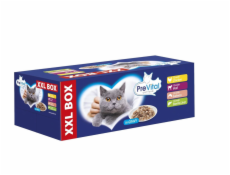 PREVITAL XXL BOX Mix chutí s kuřetem, telecím, lososem a játry v omáčce - mokré krmivo pro kočky - 48 x 100g