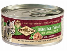 CARNILOVE Cat Kuře, Kachna & Bažant Bílé Svalové Maso – mokré krmivo pro kočky – 100 g