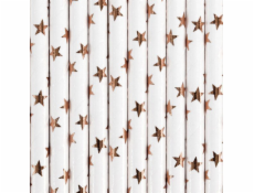 Papírové brčka, světle růžové zlato 19,5 cm 10 ks