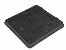Čtvercový kanalizační poklop, 650x650 mm A15 černý