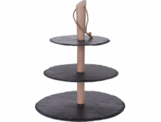 Etažér na ovoce, cukroví i makronky dřevo / břidlice 36 cm KO-210000280