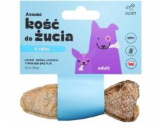 AZANKI Kost s lososem ve slupce lososa s tymiánem a bazalkou ve tvaru ryby - pochoutka pro psa - 12 cm