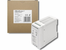 Qoltec Napájecí zdroj na DIN lištu | 40W | 24V | 1,67A | Bílá | Štíhlý