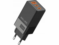 Beline 65W GaN 2xUSB-C+USB-A nástěnná nabíječka bez kabelu Černá