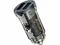 WEKOME Nabíječka do auta 2 x USB-A rychlé nabíjení 15W černá / průhledná