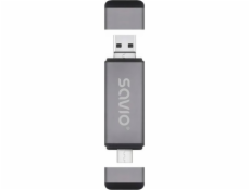 Savio Čtečka SD karet 3v1, USB-C + USB-A 2.0 + Micro USB, AK-72