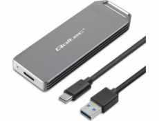 Qoltec  Mini pouzdro pro M.2 SSD disk | NVMe | PCIe | USB 3.1 | Super rychlost 10 Gb/s | 2TB | Stříbro