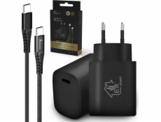 Extralink Sada Smart Life USB Type-C to Type-C, 200 cm, černá + 18W PD3.0 nabíječka, černá