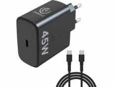 Rebeltec PD45W USB-C univerzální napájecí zdroj pro notebooky, smartphony, tablety, powerbanky a další zařízení s USB-C zásuvkou.
