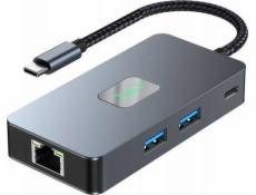 TB HUB USB C adaptér (7v1) HDMI USB SD/TF RJ45 (2500 Mbps) PD
