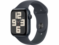 Apple Watch SE GPS, 44mm půlnoční hliníkové pouzdro s půlnočním sportovním páskem - velikost S/M