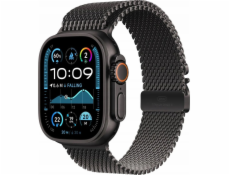 Apple Watch Ultra 2 GPS + Cellular, 49mm černé titanové pouzdro s černým titanovým milánským M náramkem