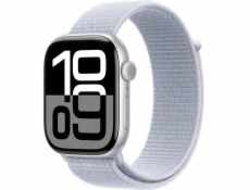 Apple Watch Series 10 GPS + Cellular, 42mm stříbrné hliníkové pouzdro se sportovním páskem Blue Cloud